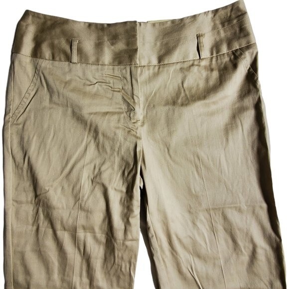 Cato Tan Solid Capri Pants with Belt Loops and Faux Pockets Sz 8 - Picture 3 of 15
